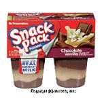 Snack Pack  chocolate vanilla pudding, 4 3.25-oz. cups. Center Front Picture