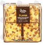 Charlotte's  7 layer squares, graham cracker crust topped with coconut, chocolate and butterscotch chips Center Front Picture