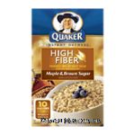 Quaker High Fiber maple & brown sugar flavor instant oatmeal, 8-packs Center Front Picture