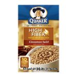 Quaker  cinnamon swirl flavored instant oatmeal, high fiber, 8 1.58-oz. packets Center Front Picture