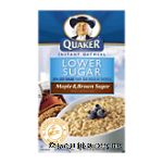 Quaker Lower Sugar 50% less sugar maple & brown sugar flavor instant oatmeal, 10-packets Center Front Picture