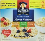 Quaker Flavor Variety maple & brown sugar; apples & cinnamon, cinnamon & spice instant oatmeal, 52-packs Center Front Picture