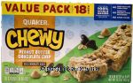 Quaker Value Pack chewy peanut butter choclate chip granola bars, 18 pk., box Center Front Picture