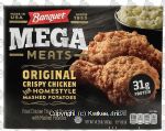 Banquet Mega Meats original crispy chicken with homestyle mashed potatoes, frozen entree Center Front Picture