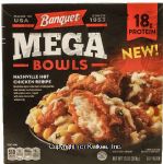 Banquet Mega Bowls nashville hot chicken recipe over mashed potatoes topped with mozzarella Center Front Picture