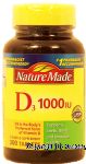 Nature Made  d3 1,000 IU dietary supplment tablets Center Front Picture