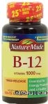 Nature Made  b-12 1,000 mcg, timed release dietary supplement tablets Center Front Picture