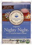 Traditional Medicinals Nighty Night organic naturally caffeine free herbal tea, 16 wrapped tea bags Center Front Picture