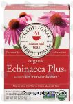 Traditional Medicinals Echinacea Plus herbal tea supports the immune system, caffeine free, 16-wrapped tea bags Center Front Picture