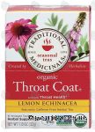 Traditional Medicinals Throat Coat lemon echinacea caffeine free herbal tea, organic, 16-tea bags Center Front Picture