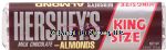 Hershey's  king size milk chocolate with almonds candy bar Center Front Picture