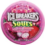 Ice Breakers Sours sour mints, berry splash, strawberry, raspberry lemonade, sugar-free Center Front Picture