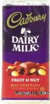 Cadbury Dairy Milk milk chocolate bar with raisins & almonds Center Front Picture