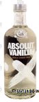 Absolut  vanilla flavored vodka, imported, 40% alc. by vol. Center Front Picture