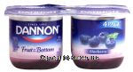 Dannon Fruit on the Bottom lowfat yogurt, blueberry, fruit one the bottom, 4-6oz cups Center Front Picture