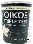 Oikos  triple zero vanilla blended greek yogurt, plastic tub Center Front Picture