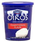 Dannon Oikos traditional plain greek yogurt Center Front Picture