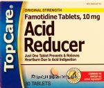 Top Care  acid reducer, prevents & relieves heartburn due to acid indigestion, famotidine 10 mg Center Front Picture