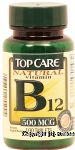 Top Care Natural 500 mcg vitamin b 12 tablets Center Front Picture