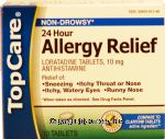 Top Care  24 hour allergy relief, non-drowsy, 10 mg loratadine tablets Center Front Picture