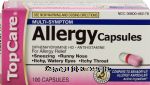 Top Care  allergy capsules, diphenhydramine HCI Center Front Picture