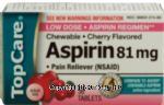 Top Care  aspirin 81-mg, cherry flavored chewable, tablets Center Front Picture