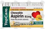 Top Care  pain reliever, 81 mg, chewable tablets, orange flavor Center Front Picture