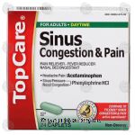 Top Care  sinus congestion & pain, acetaminophen and phenylephrine HCI, caplets Center Front Picture