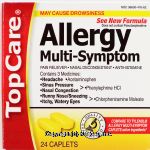 Top Care  multi-symptom allergy pain reliever, nasal decongestant, and antihistamine, caplets Center Front Picture