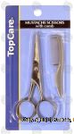 Top Care  mustache scissors with comb, gently and safely trims moustache and other facial hair Center Front Picture