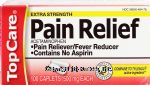 Top Care  pain reliever/fever reducer, contains no aspirin, 500 mg each Center Front Picture