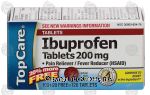 Top Care  pain reliever/fever reducer, ibuprofen tablets 200 mg Center Front Picture