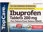 Top Care  pain reliever/fever reducer, ibuprofen tablets 200 mg Center Front Picture