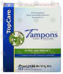 Top Care  unscented tampons, super absorbency, plastic applicator Center Front Picture