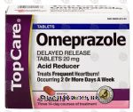 Top Care  omeprazole, acid reducer, delayed release tablets 20 mg Center Front Picture