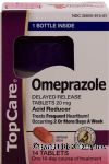 Top Care  omeprazole 20-mg., delayed release tablets, acid reducer Center Front Picture