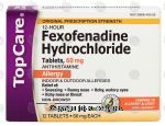 Top Care  12 hour allergy medicine, 60 mg fexofenadine hydrochloride Center Front Picture