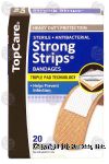 Top Care Strong Strips sterile, antibacterial bandages, all one size Center Front Picture