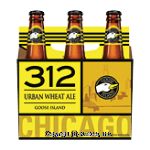 Goose Island 312 urban wheat ale, hazy straw color and light lemon aroma, 4.2% alc. by vol., 12-fl. oz. Center Front Picture