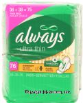 Always  ultra thin overnight maxi pads, 2 38-count packs Center Front Picture