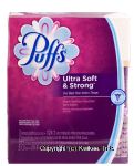 Puffs Ultra Soft & Strong non lotion white facial tissue, 124 2-ply tissues per box Center Front Picture