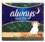 Always ultra thin overnight femine pads, flexi-wings, 2-pack Center Front Picture