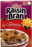 Kellogg Raisin Bran wheat cereal with raisins and cranberries, box Center Front Picture