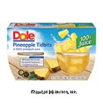 Dole Fruit Bowls Pineapple Tidbits In 100% Pineapple Juice 4 Oz Cup Center Front Picture