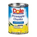 Dole Canned Fruit Pineapple Chunks In Heavy Syrup Center Front Picture