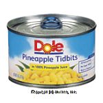 Dole Pineapple Tidbits In Its Own Juice Center Front Picture