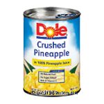 Dole Canned Fruit Pineapple Crushed In 100% Pineapple Juice Center Front Picture