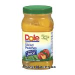 Dole Plastic Jars Peaches Sliced Yellow Cling In Light Syrup Center Front Picture