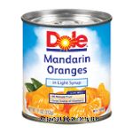 Dole Canned Fruit Mandarin Oranges Whole Segments In Light Syrup Center Front Picture