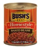 Bush's Best  homestyle baked beans, tangy sauce with bacon & brown sugar Center Front Picture